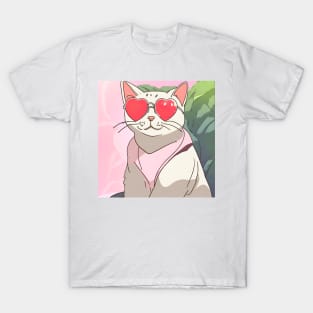 Cat with heart shaped sunglasses T-Shirt
